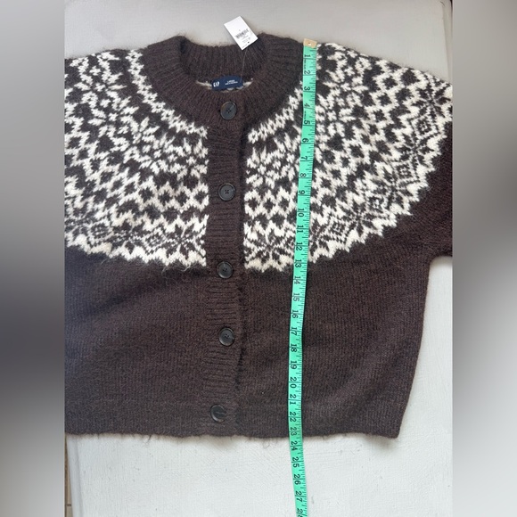NWT Fuzzy Fair Isle Cardigan Sweater in Brown - Picture 8 of 15